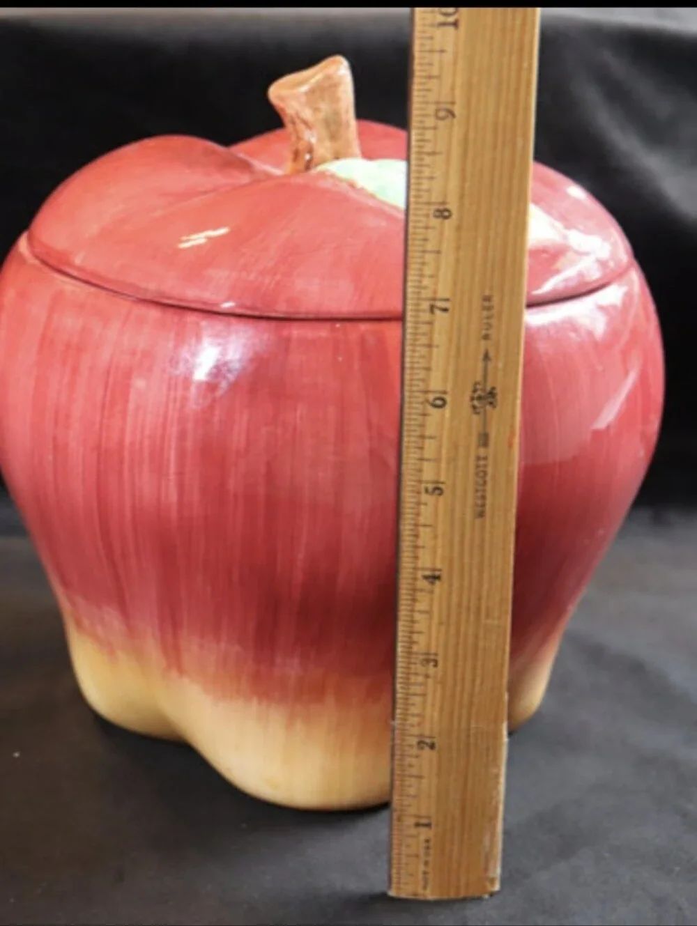 Asia Master Group Large Apple Ceramic Cookie Jar 9” Red Yellow Kitchen